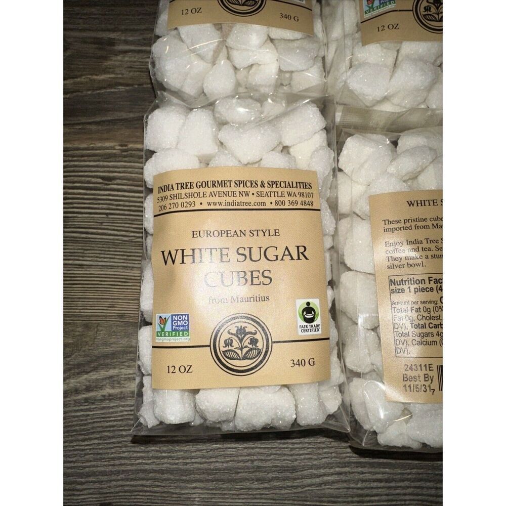 India Tree White Sugar Cubes 12 oz Pack of 6. Exp 11/5/31. - Picture 2 of 5